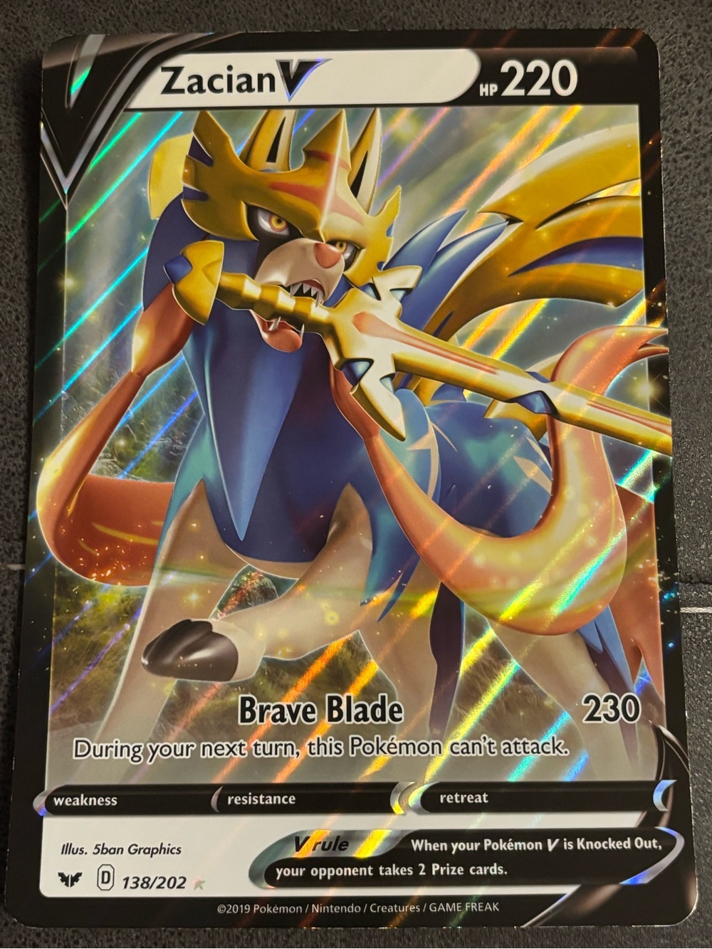 Zacian V JUMBO Holographic Collectible Pokemon Card